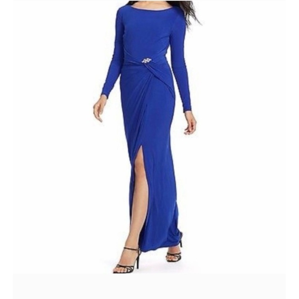 Wedding Lauren Evening Gown Sz 10 Royal Blue‎ Rhinestone Embellished Ruched